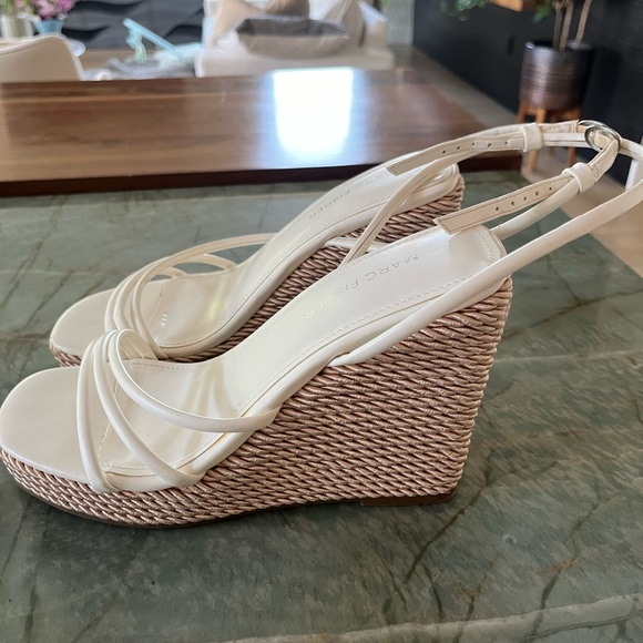 Marc Fisher White Wedge Sandals - Picture 2 of 6